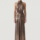 COPPER BOTTOM STRAPPED, GEMORINE COATED EVENING DRESS