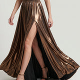 COPPER DRAPED SILVERY EVENING DRESS