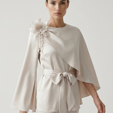 BEJ PELERİN MODELLİ BLUZ