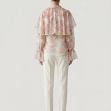 BEIGE CAPE PRINTED BLOUSE