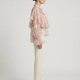 BEIGE CAPE PRINTED BLOUSE