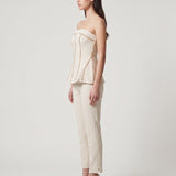 BEIGE STONE BUSTIER AND TROUSERS EVENING DRESS SET