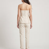 BEIGE STONE BUSTIER AND TROUSERS EVENING DRESS SET