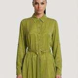 BELİ KUŞAKLI TENCEL ELBİSE