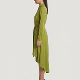 BELİ KUŞAKLI TENCEL ELBİSE