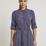 BELİ KUŞAKLI TENCEL ELBİSE