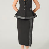 DERİ GARNİLİ PEPLUM YELEK