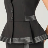 DERİ GARNİLİ PEPLUM YELEK