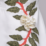 ECRU FLOWER EMBROIDERED SHORT EVENING DRESS
