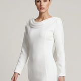 ECRU BACK, EMBROIDERED EVENING DRESS