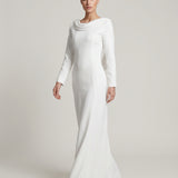 ECRU BACK, EMBROIDERED EVENING DRESS