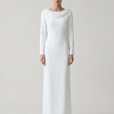 ECRU BACK, EMBROIDERED EVENING DRESS
