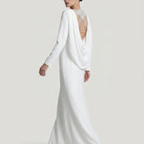 ECRU BACK, EMBROIDERED EVENING DRESS