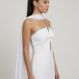 ECRU STRAPLESS EVENING DRESS