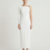 ECRU ONE SLEEVE EVENING DRESS