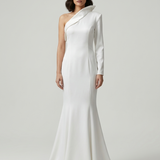 ECRU ONE SLEEVE FISHBOARD EVENING DRESS