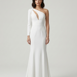 ECRU ONE SHOULDER EVENING DRESS