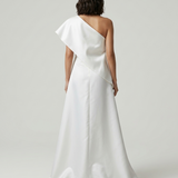 ECRU ONE SHOULDER EMBROIDERED EVENING DRESS