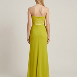 F.GREEN EMBROIDERED LOW-COLLINE EVENING DRESS