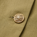 KHAKI SLEEVES PLEATED LINEN VEST