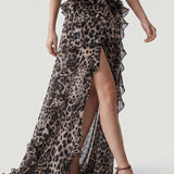 BROWN FLASHLOP, OPEN BACK, LEOPARD EVENING DRESS