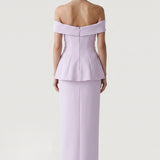 EMBROIDERED TWO EVENING DRESS SUIT WITH LILA PEPLUM