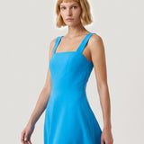 BLUE BOLERO, EMBROIDERED STRAPPED DRESS