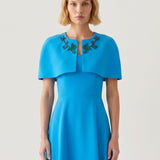 BLUE BOLERO, EMBROIDERED STRAPPED DRESS
