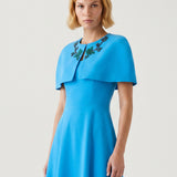 BLUE BOLERO, EMBROIDERED STRAPPED DRESS