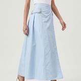 BLUE TAFTA SKIRT WITH STONE POCKETS