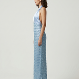 BLUE BACK BACK EVENING DRESS