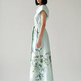 MINT MAGNOLIA PATTERN PRINTED TAFTA DRESS