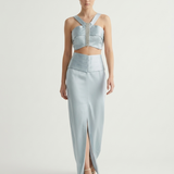 MINT ROBOT BEADED EMBROIDERED SATIN BUSTIER