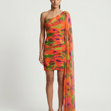 ORANGE EMP TULLE EVENING DRESS