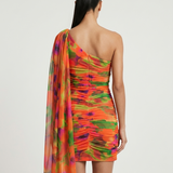 ORANGE EMP TULLE EVENING DRESS