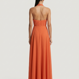 ORANJ SIRTI AÇIK ŞİFON ELBİSE