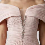 PINK EMBROIDERED PICKLED EVENING DRESS