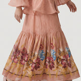 POWDER PANEL PATTERNED FLOWLING, EMBROIDERED DRESS