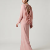 POWDER BACK DEGAJE, EMBROIDERED EVENING DRESS