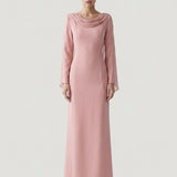 POWDER BACK DEGAJE, EMBROIDERED EVENING DRESS