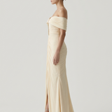 YELLOW EMBROIDERED PATTERNED EVENING DRESS