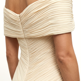YELLOW EMBROIDERED PATTERNED EVENING DRESS