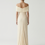 YELLOW EMBROIDERED PATTERNED EVENING DRESS