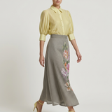 SARI NERVÜRLÜ İPEK VUAL GÖMLEK