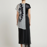 BLACK PRINTED CHIFFON DETAILED BLOUSE