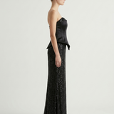 BLACK STRAPLESS EVENING DRESS WITH SEPARATED BODYLET