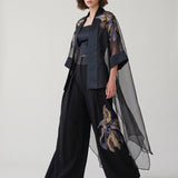 SİYAH BRODE APLİKELİ ORGANZE TWİN SET