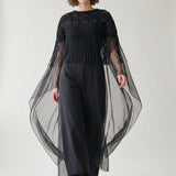 SİYAH ROBASI TRİKO  SAÇAKLI ORGANZE BLUZ