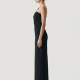 BLACK ROBOT TULLE GUIPURE EMBROIDERED EVENING DRESS