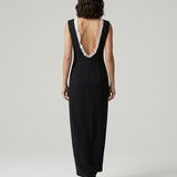 BLACK BACK-LOCKED EVENING DRESS